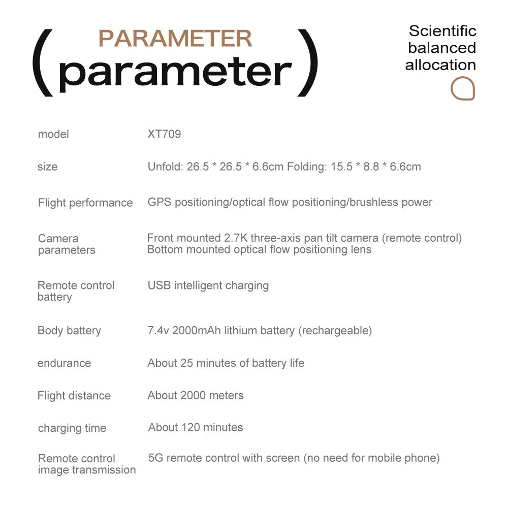 Professional GPS Drone 3-Axis Gimbal UAV XT709 - immagine 12