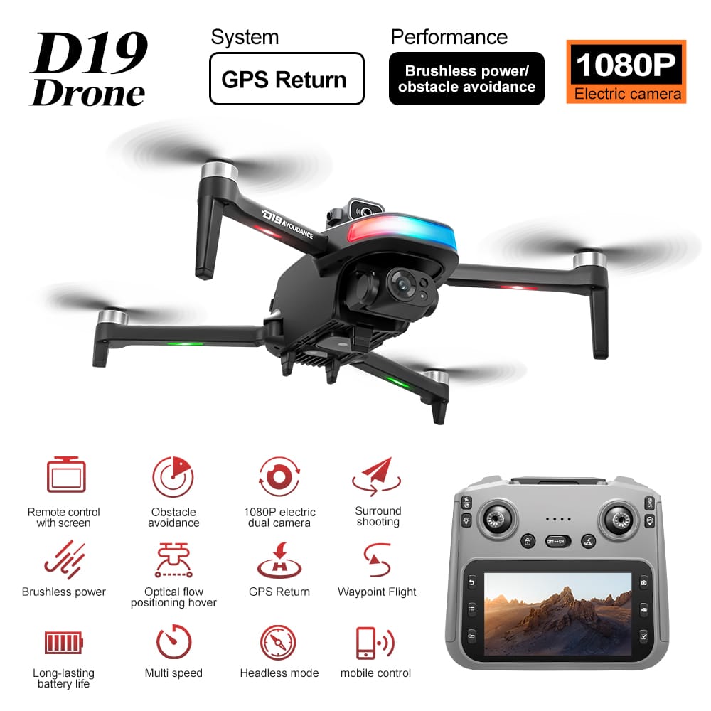 GPS Drone Cool Lights 4K HD Camera Quadcopter D19 - immagine 7